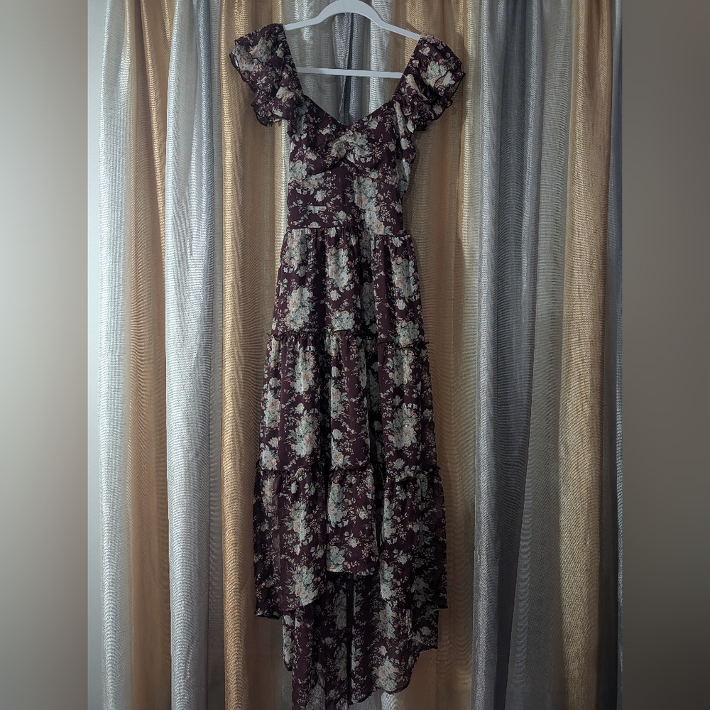**2 for $40** Altar'd State Burgundy Floral High Low Dress
